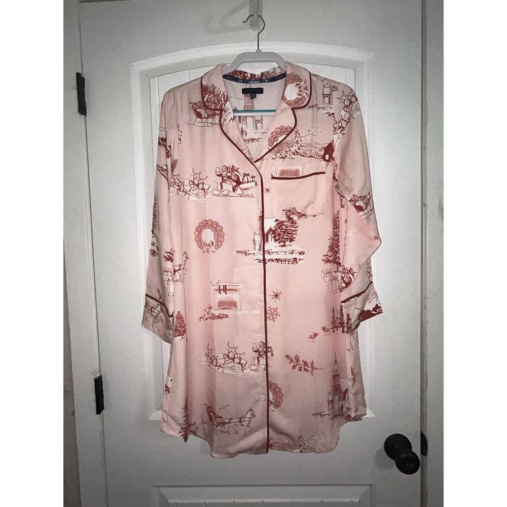 Katie Kime Womens XS Sleep Shirt, Gown, Christmas, Home For The Holidays